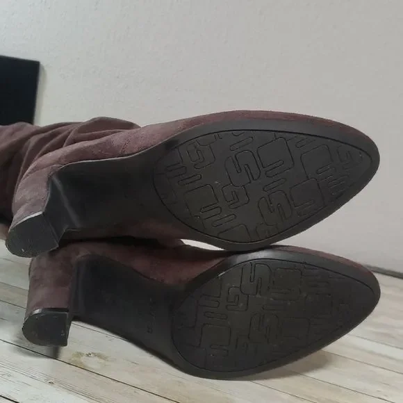 UNISA Sarana Faux Suede Over The‎ Knee Heeled Rich Brown Boots Size 7½ - Picture 6 of 9